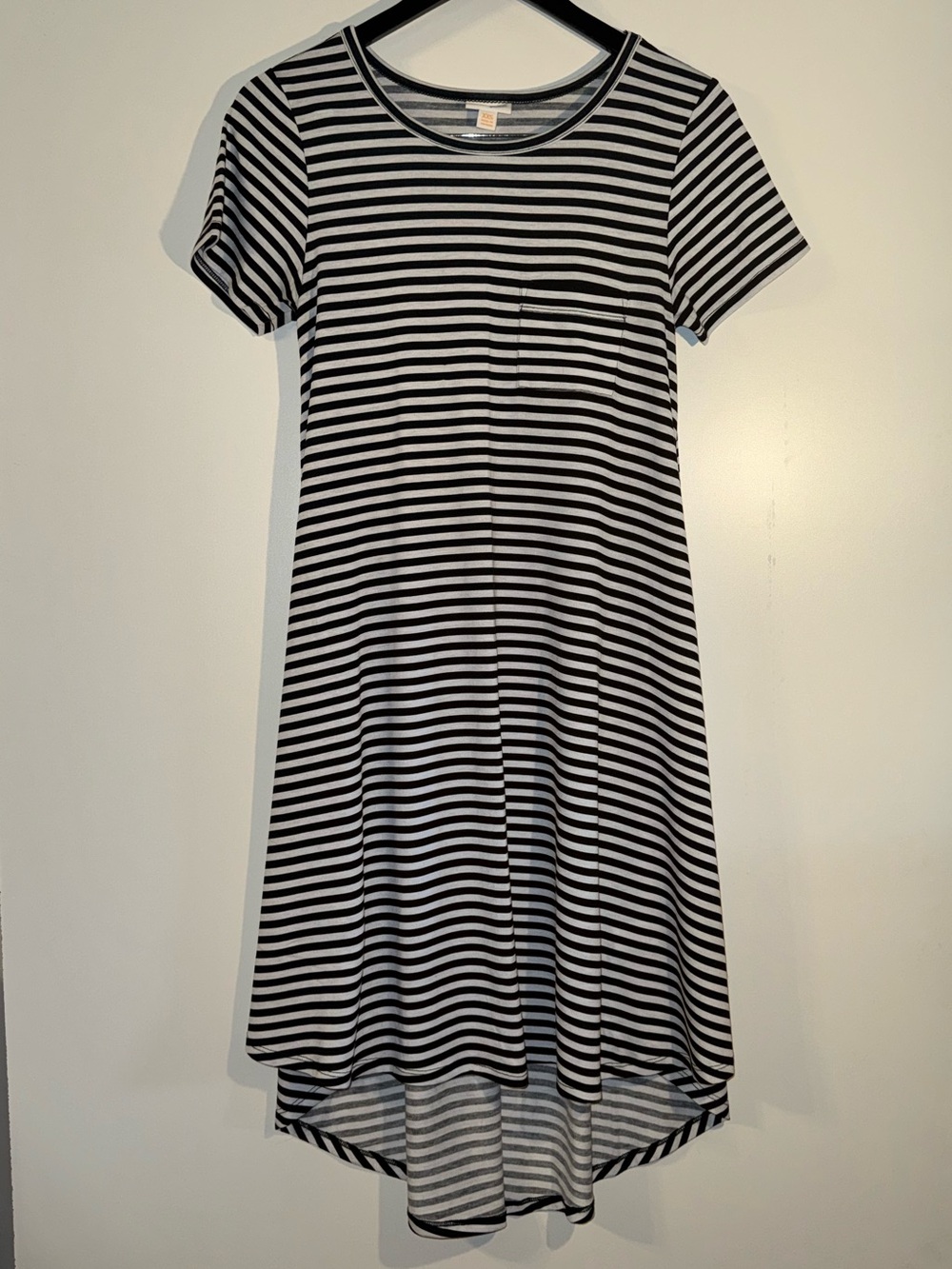 LuLaRoe Carly Black and White Striped High-Low Dress